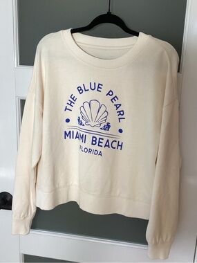 The Blue Pearl Miami Beach Graphic Sweatshirt - S - Sample - New - Anthropologie